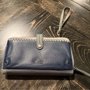 The Sak Navy and Gray/Ivory Wristlet